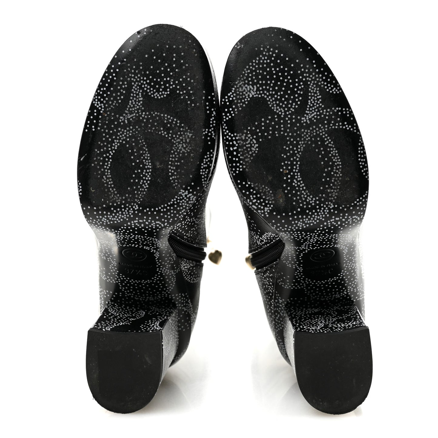 Calfskin Camellia Printed High Boots 37.5 Black White