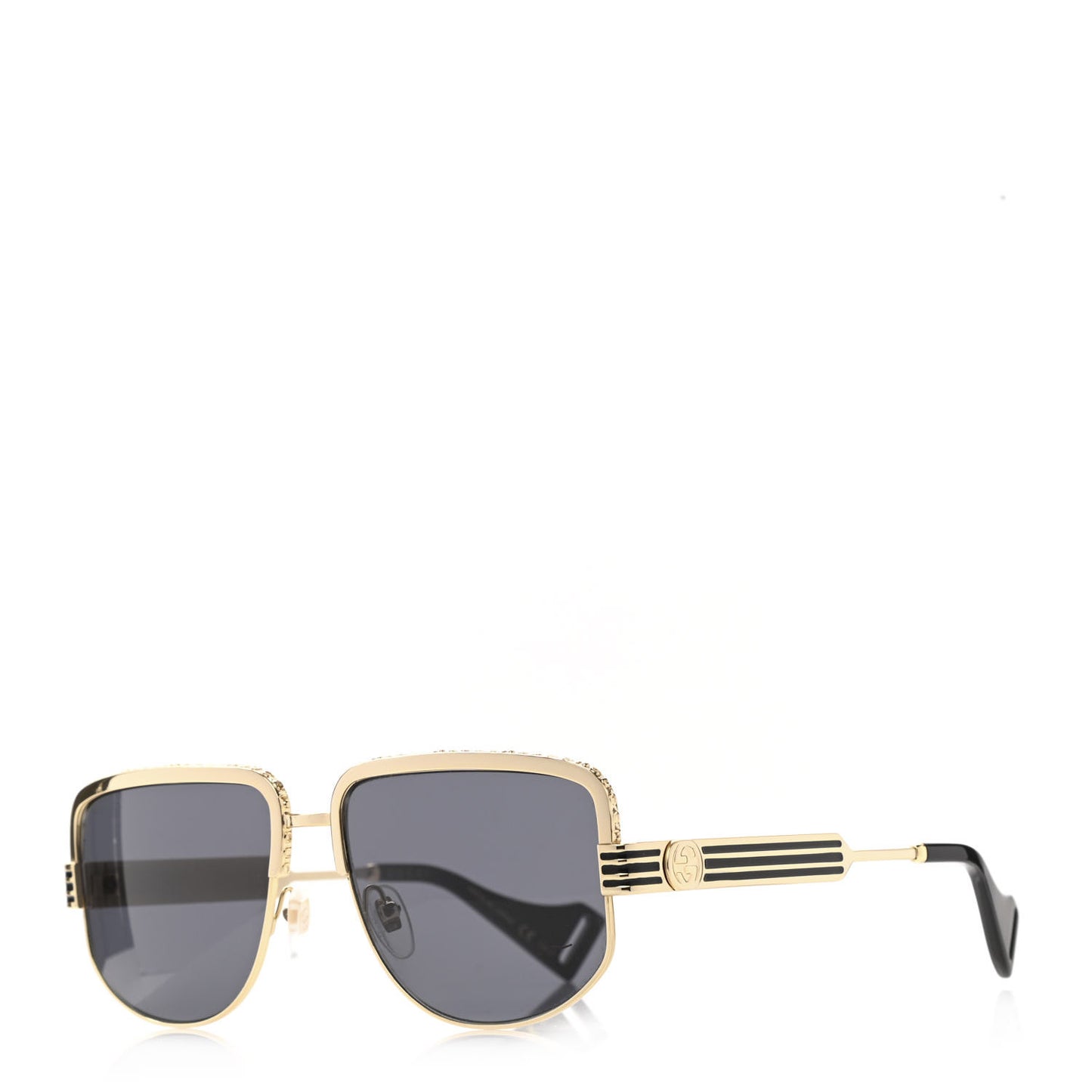 Squared Aviator Sunglasses GG0585S Gold Grey