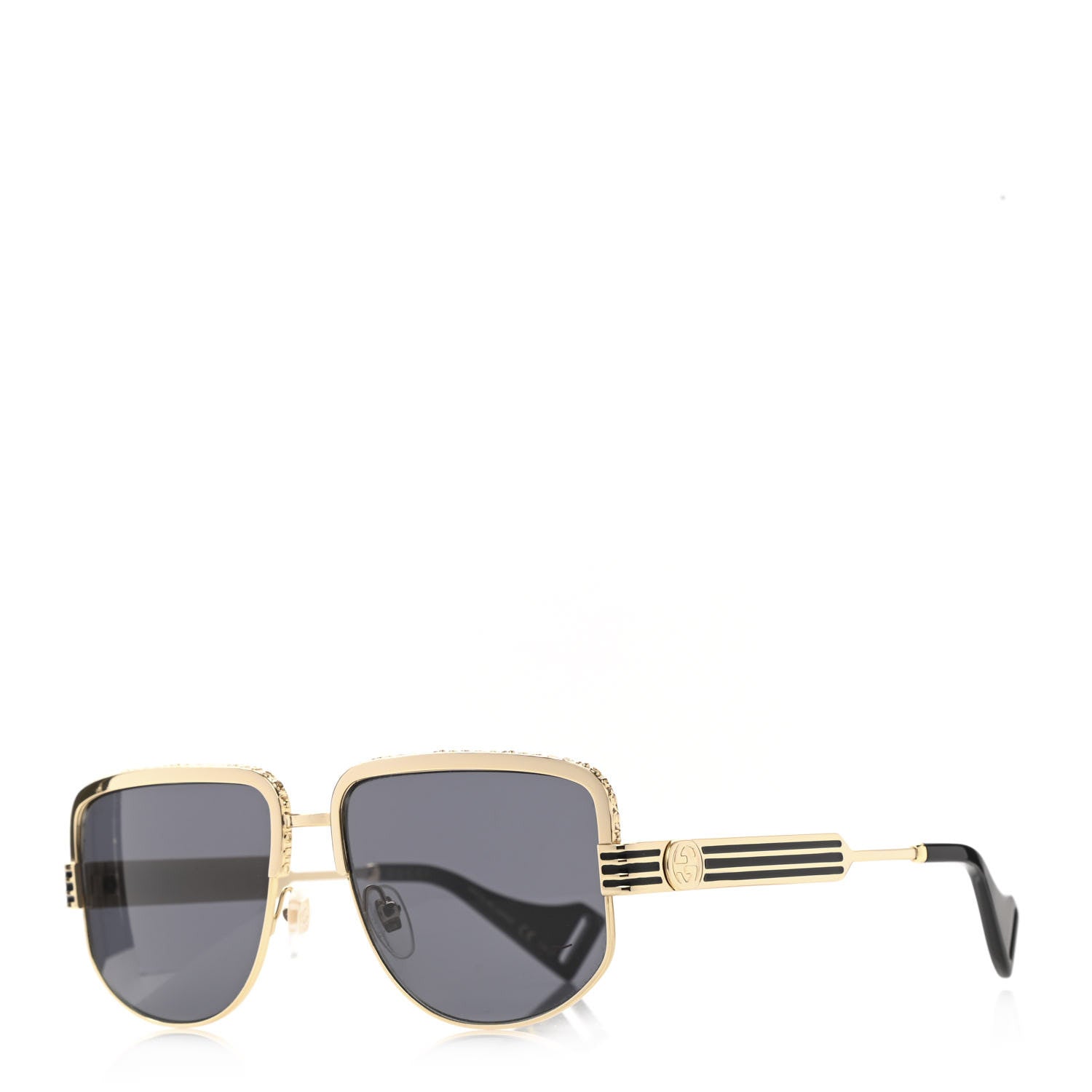 Gucci Squared Aviator Sunglasses GG0585S Gold Grey 1 of 10
