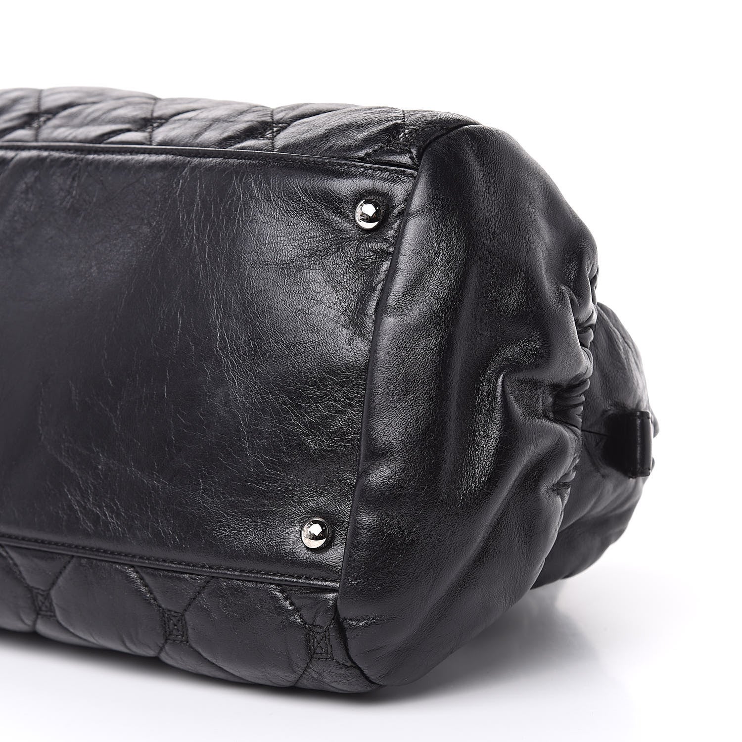 Chanel Lambskin Quilted Hidden Chain Bowler Black 10 of 14