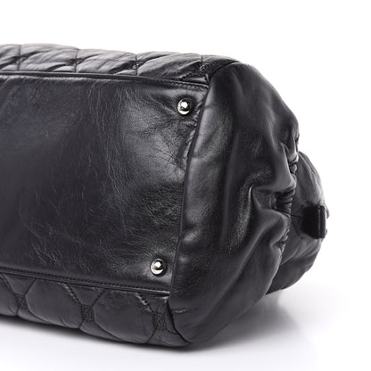 Chanel Lambskin Quilted Hidden Chain Bowler Black 10 of 14