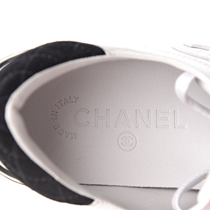 Chanel Calfskin Suede CC Sneakers 36.5 White Black 5 of 8