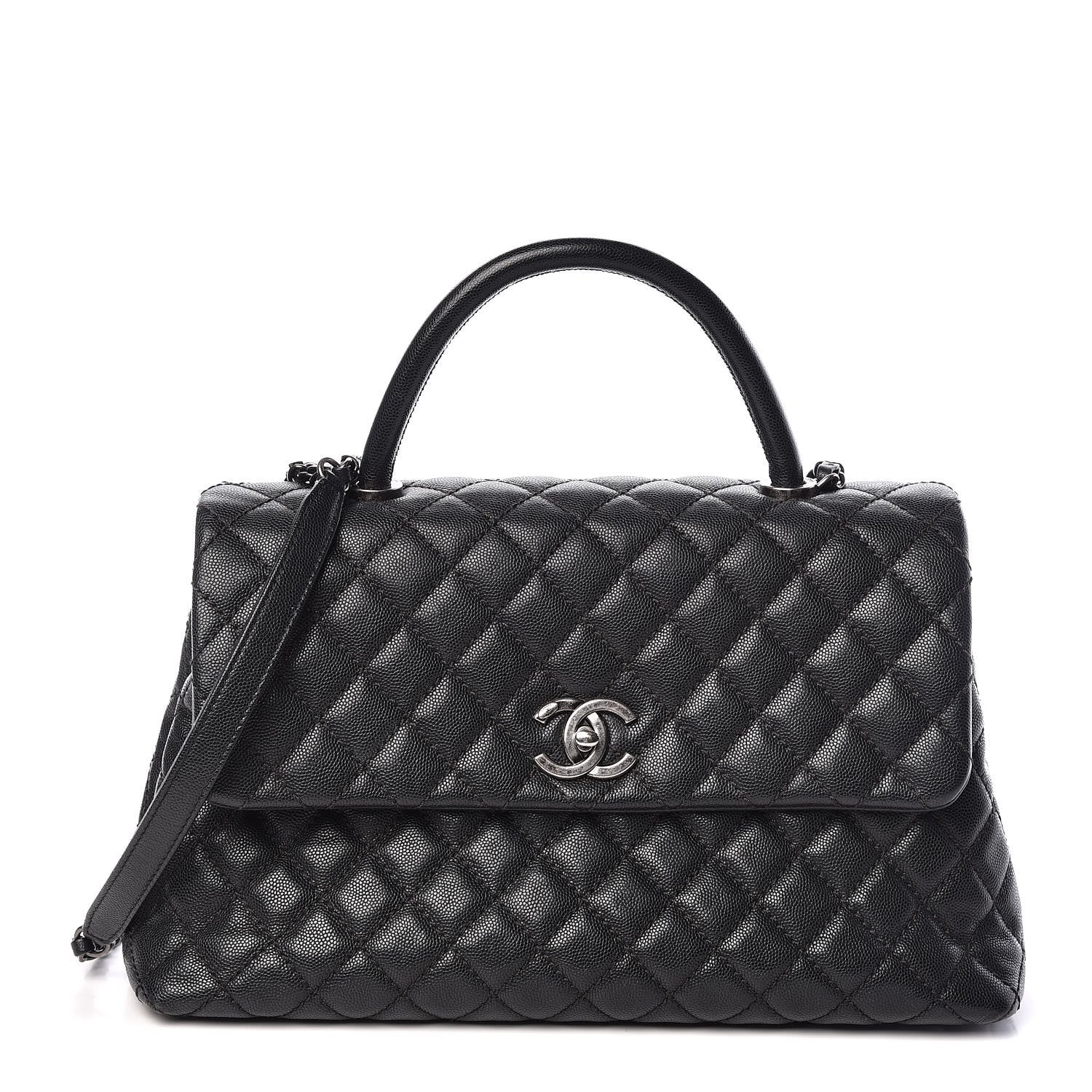 Chanel Caviar Quilted Medium Coco Handle Flap Black 1 of 12