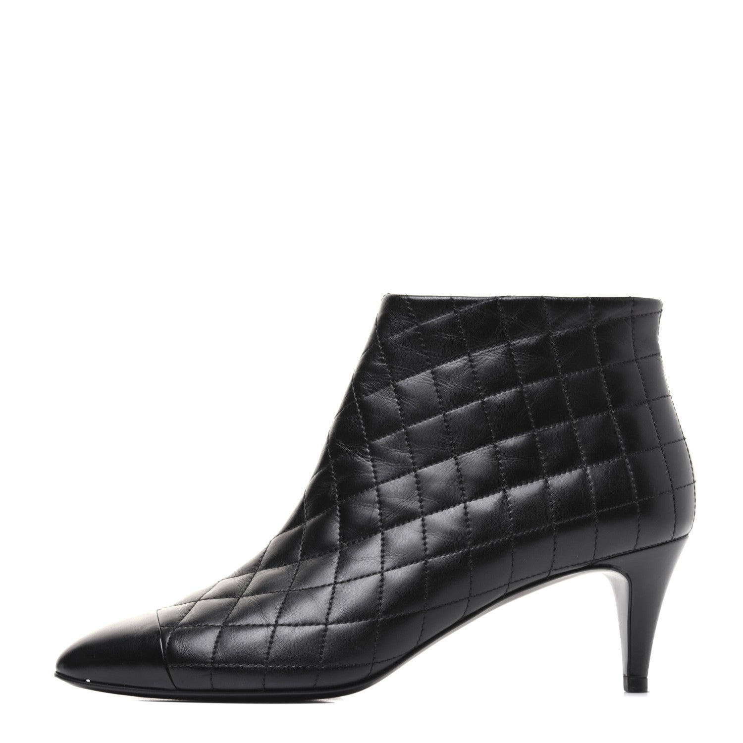 Chanel Calfskin Quilted Cap Toe Short Boots 39 Black 1 of 13