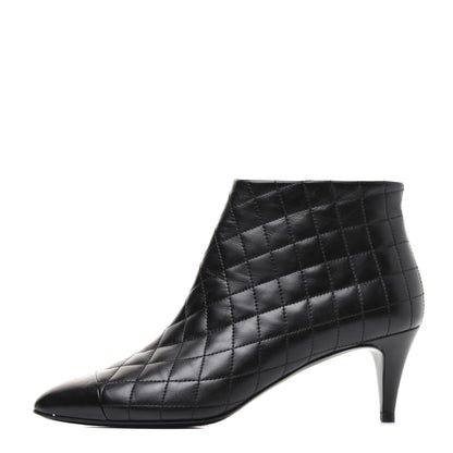 Chanel Calfskin Quilted Cap Toe Short Boots 39 Black 1 of 13