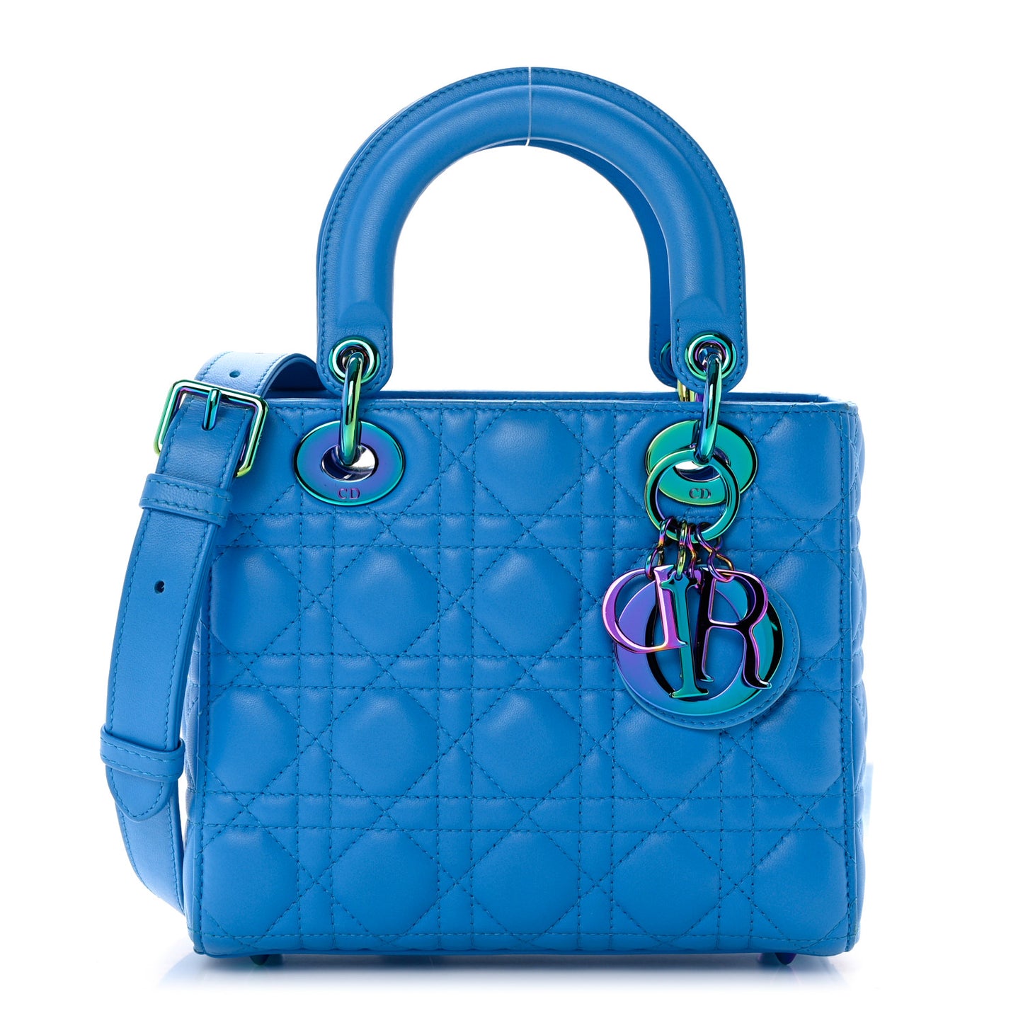 Lambskin Cannage Small Lady Dior Bright Blue