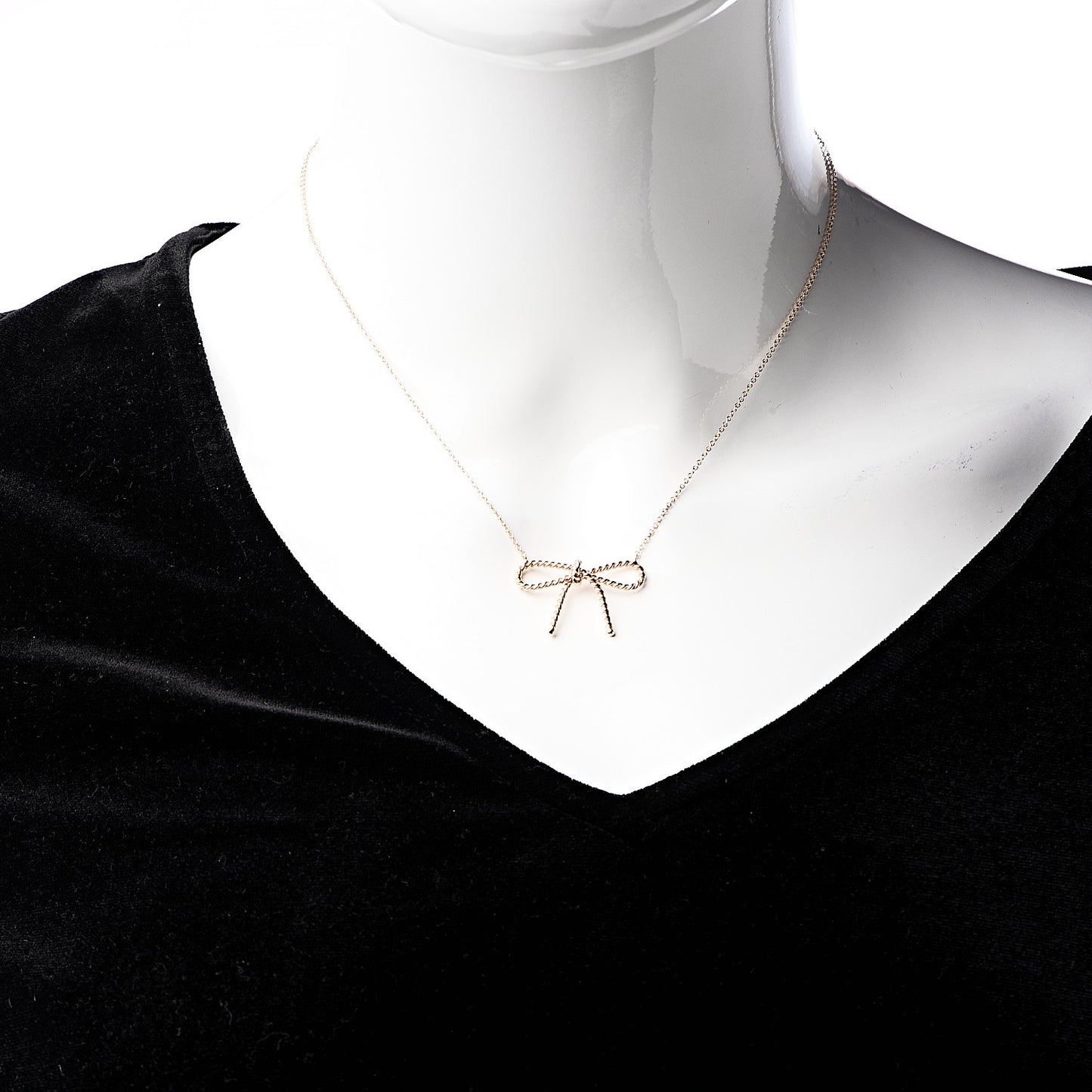 18K Rose Gold Twist Bow Pendant Necklace