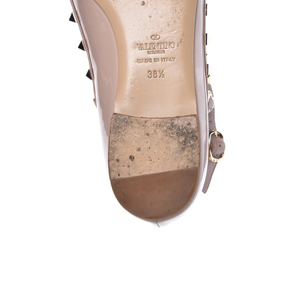 Valentino Garavani Patent Rockstud Cage Ballerina Flats 38.5 Poudre 9 of 12