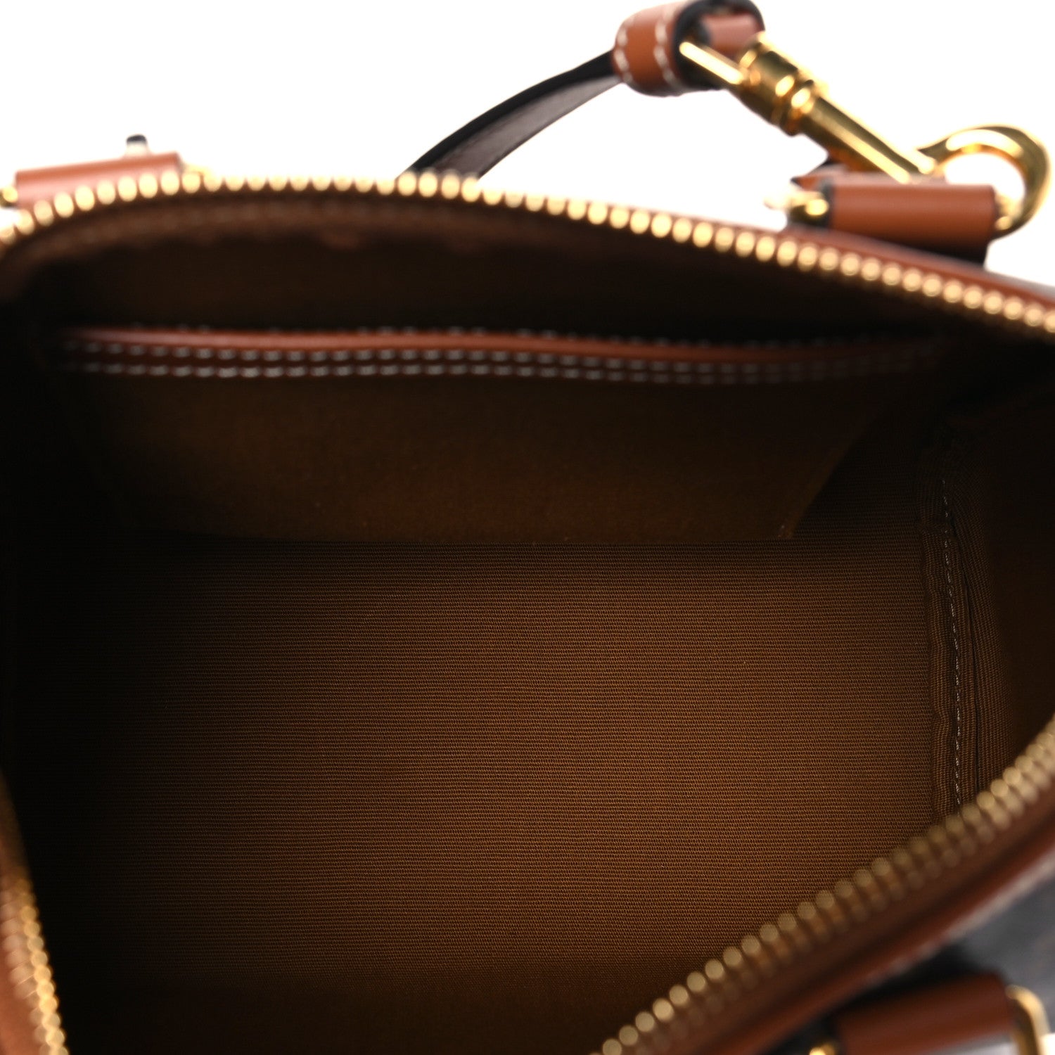 Celine Triomphe Canvas Calfskin Small Boston Bag Tan 5 of 8