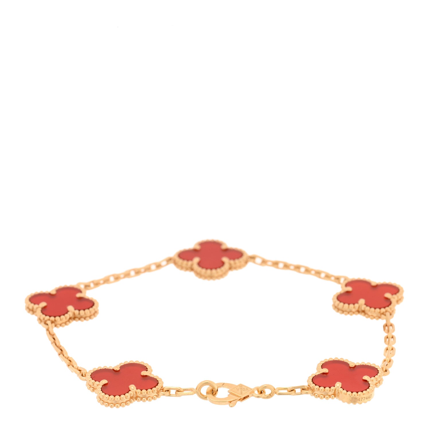 Van Cleef & Arpels 18K Yellow Gold Carnelian 5 Motifs Vintage Alhambra Bracelet 2 of 4