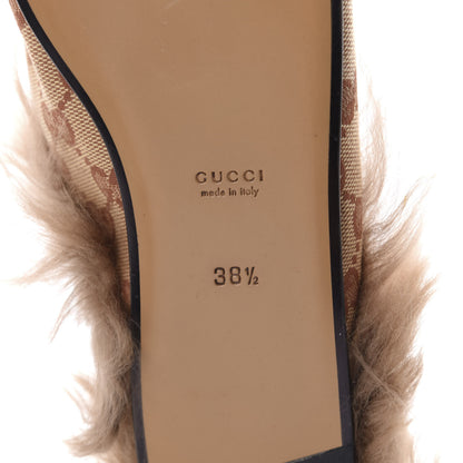 Gucci GG Monogram Fur Womens Princetown Slippers 38.5 Beige Ruggine Rust 7 of 7