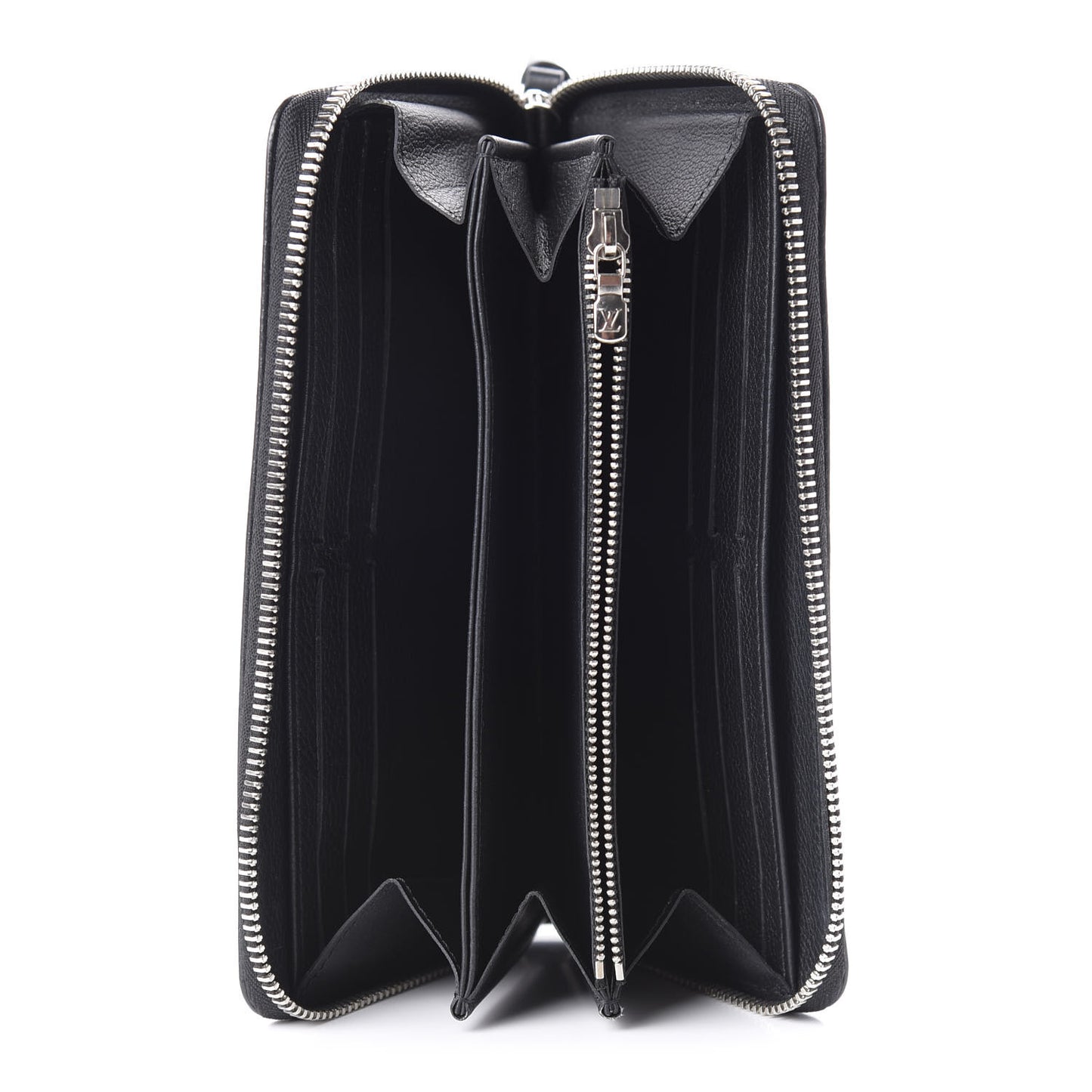 Calfskin Zippy Lockme Wallet Black