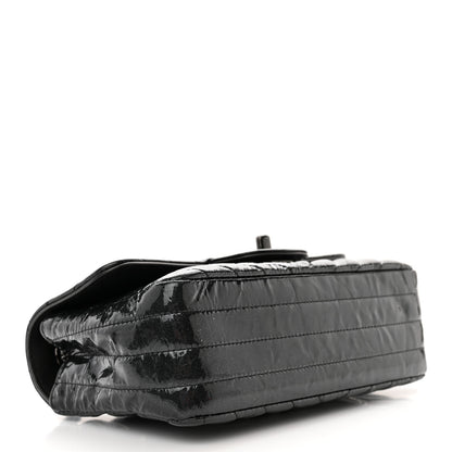 Chanel Patent Crumpled Calfskin Chevron Quilted Mini Rectangular Flap So Black 4 of 10