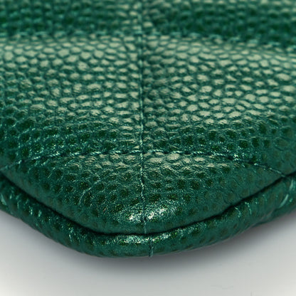 Chanel Metallic Caviar Quilted Medium Cosmetic Case Green 9 of 13