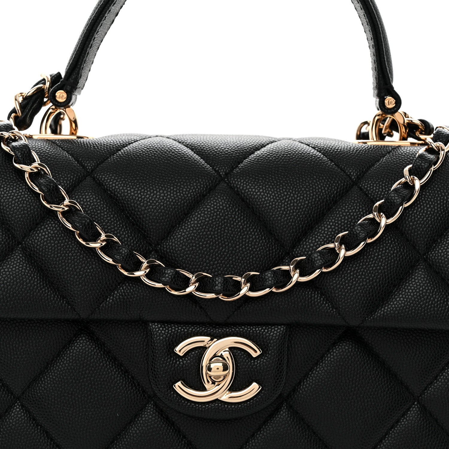 Chanel Caviar Quilted Medium Retro Twist Top Handle Flap Black 8 of 10