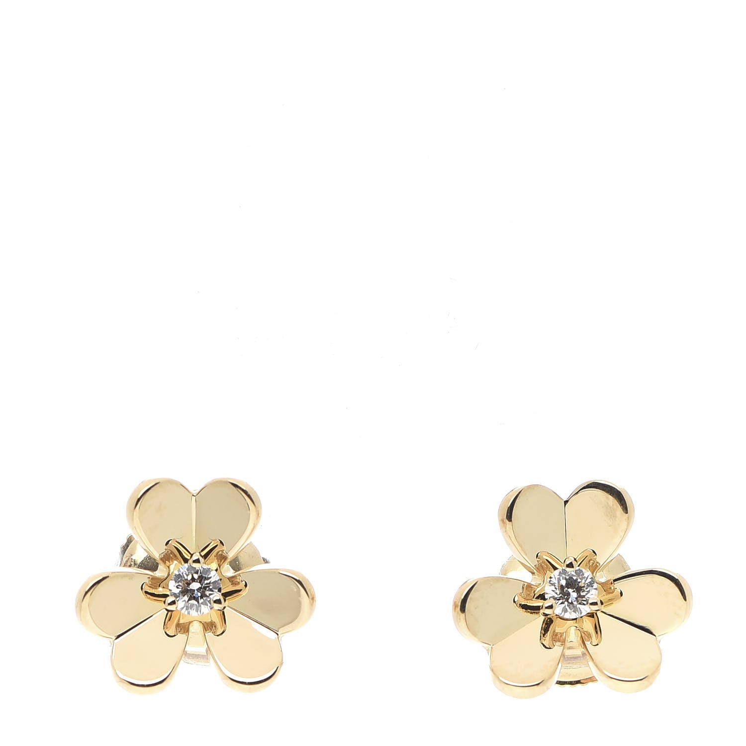 Van Cleef & Arpels 18K Yellow Gold Diamond Mini Frivole Earrings 1 of 6