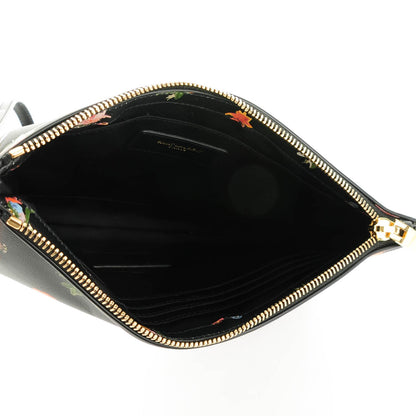 Saint Laurent Calfskin Prairie Flower Printed Monogram Pouch Black Multicolor 5 of 7