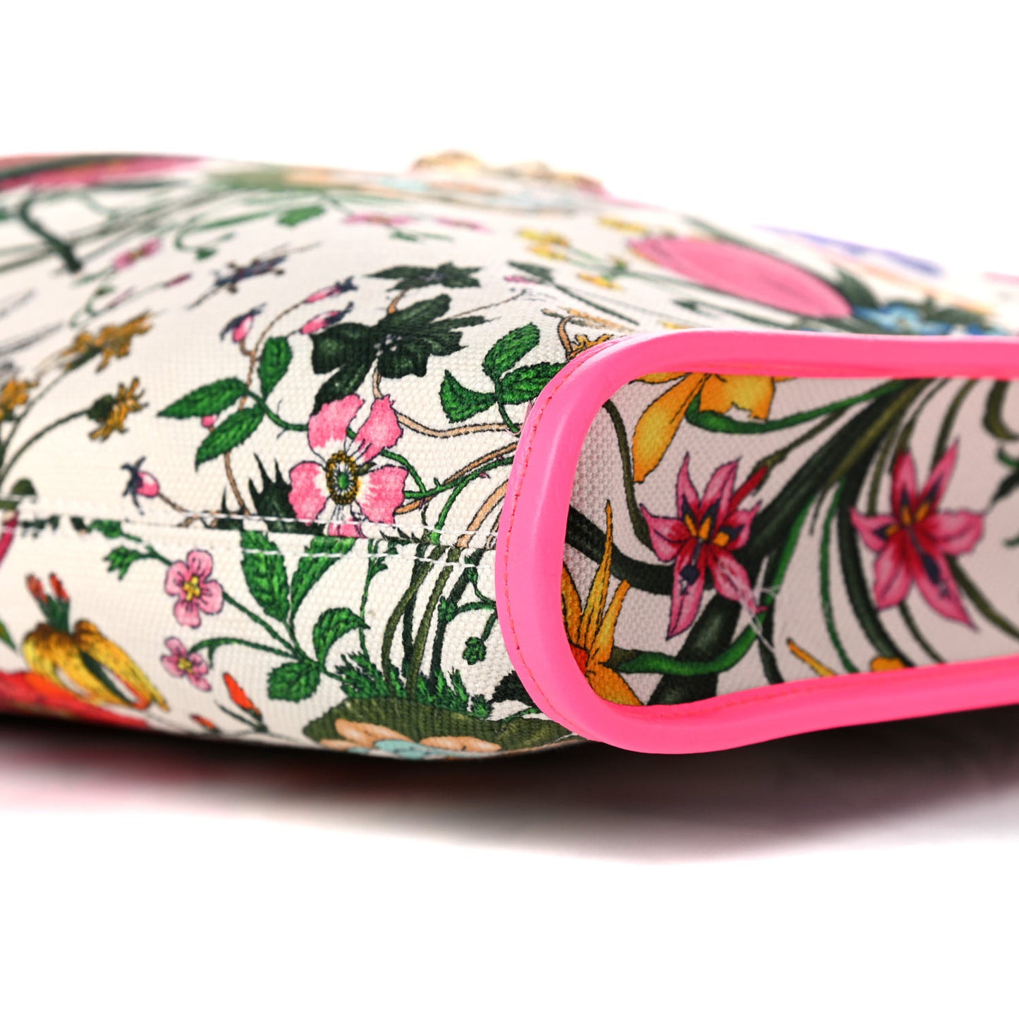 Canvas Flora Large Rajah Chain Tote White Multicolor Fuxia Fluo