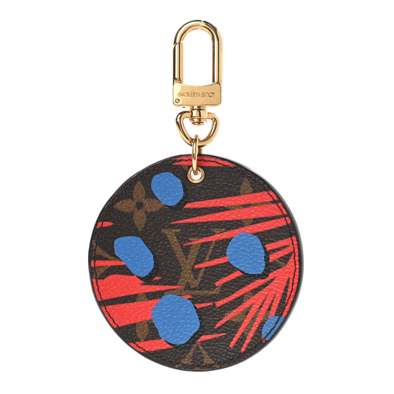 Louis Vuitton Monogram Jungle Dots Bag Charm Key Ring Coquelicot Denim 1 of 4