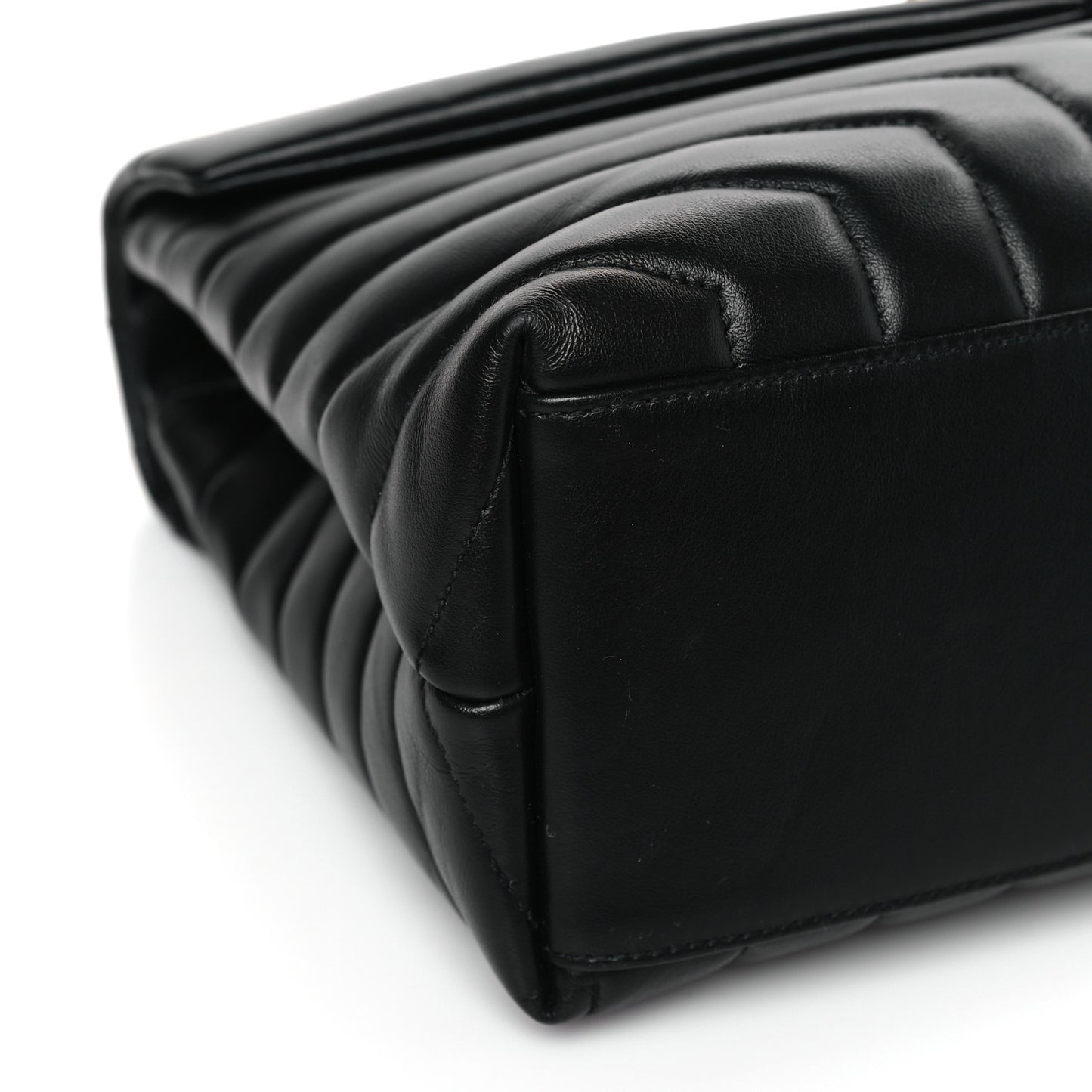 Calfskin Y Quilted Monogram Medium Loulou Chain Satchel Black