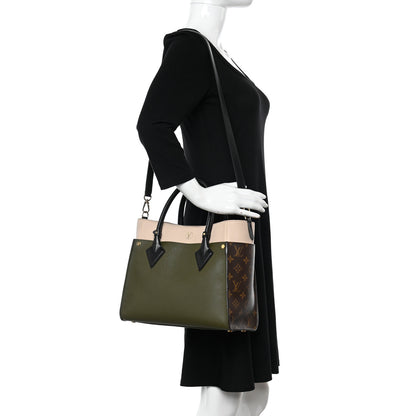 Louis Vuitton Calfskin Monogram On My Side MM Laurier Green Toffee Latte Beige 2 of 10