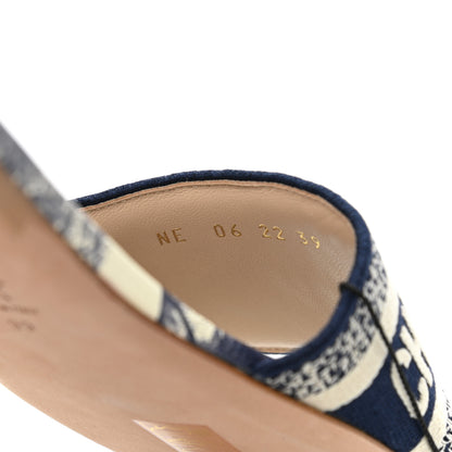 Christian Dior Canvas Toile de Jouy Embroidered Dway Flat Slide Sandals 39 Blue 8 of 9