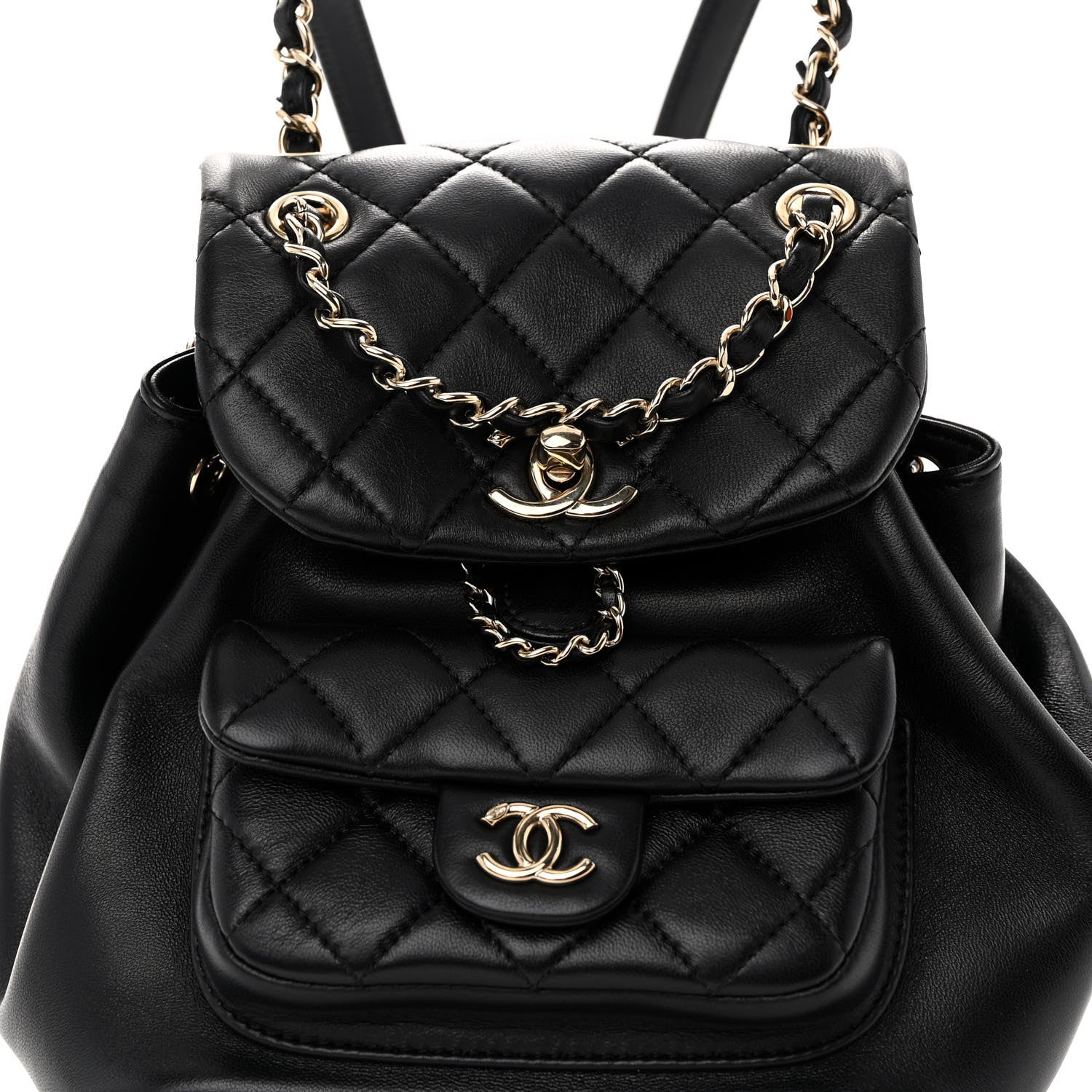 Chanel Lambskin Quilted Small Duma Drawstring Backpack Black 8 of 10