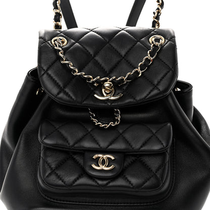 Chanel Lambskin Quilted Small Duma Drawstring Backpack Black 8 of 10