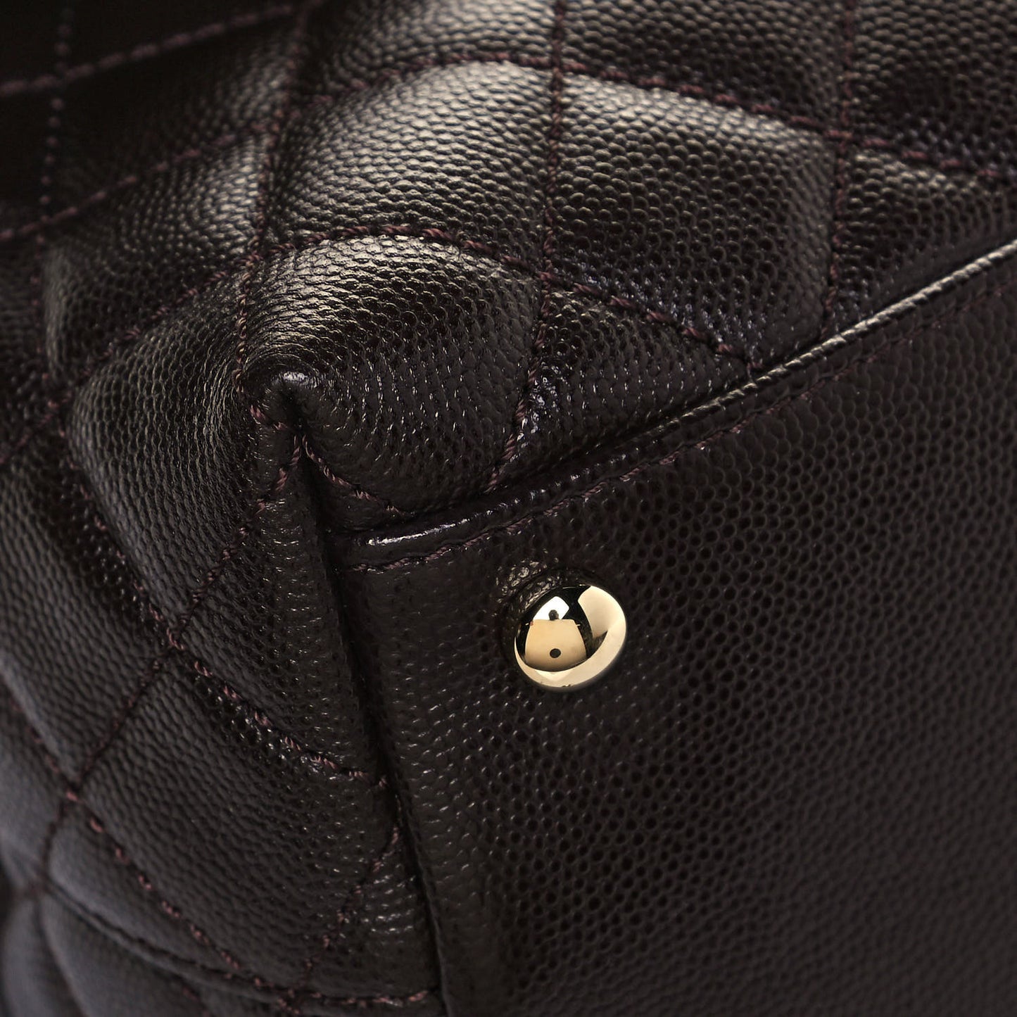 Caviar Quilted Small Coco Handle Flap Dark Brown