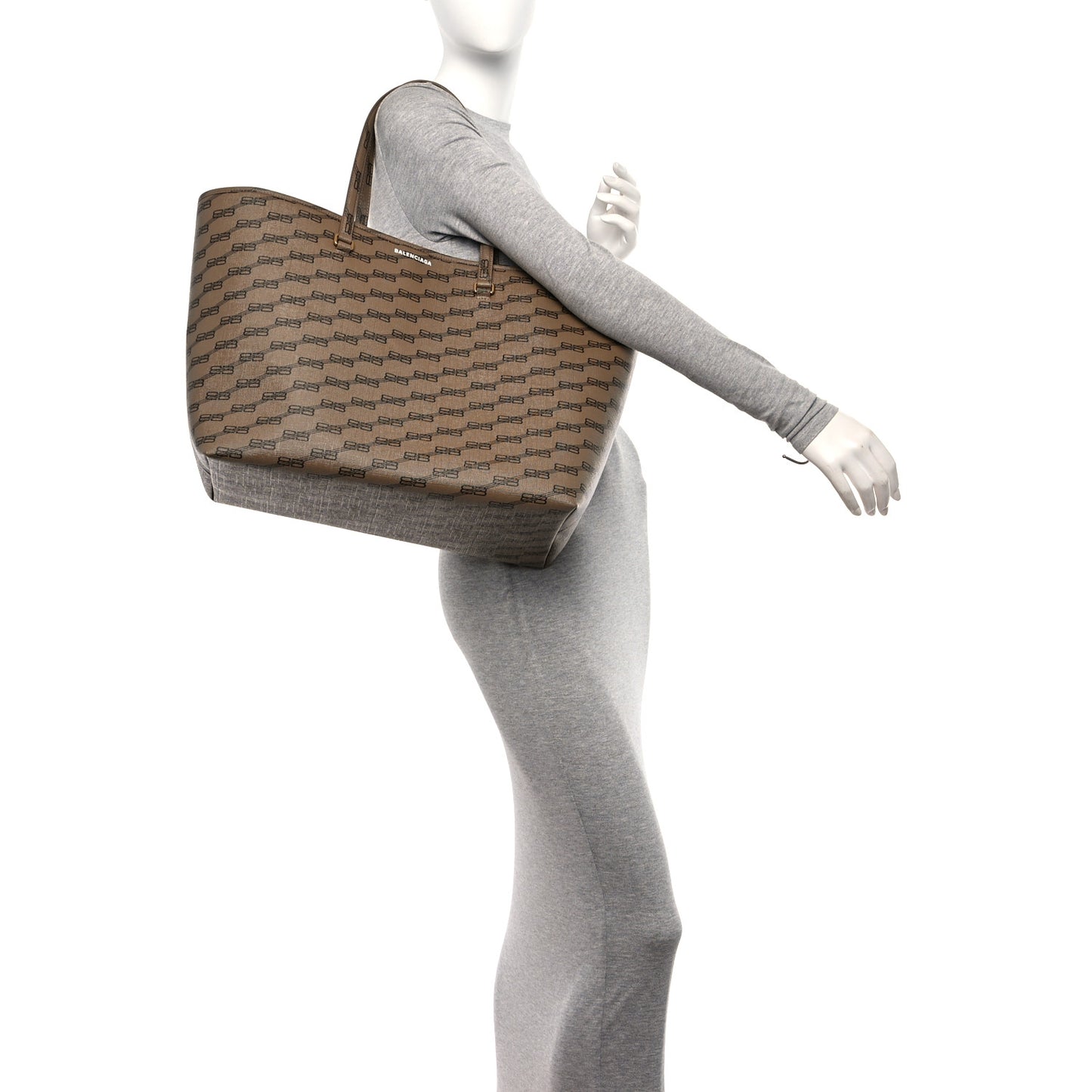 Coated Canvas BB Monogram Large Signature East West Shopper Bag Beige Brown