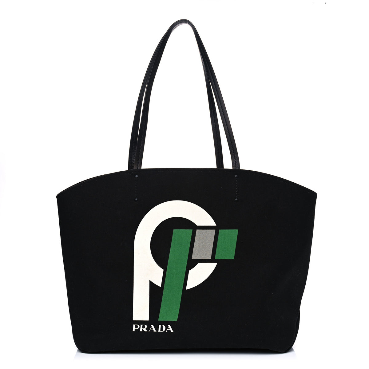 Prada Canvas Racing Logo Tote Black 3 of 11