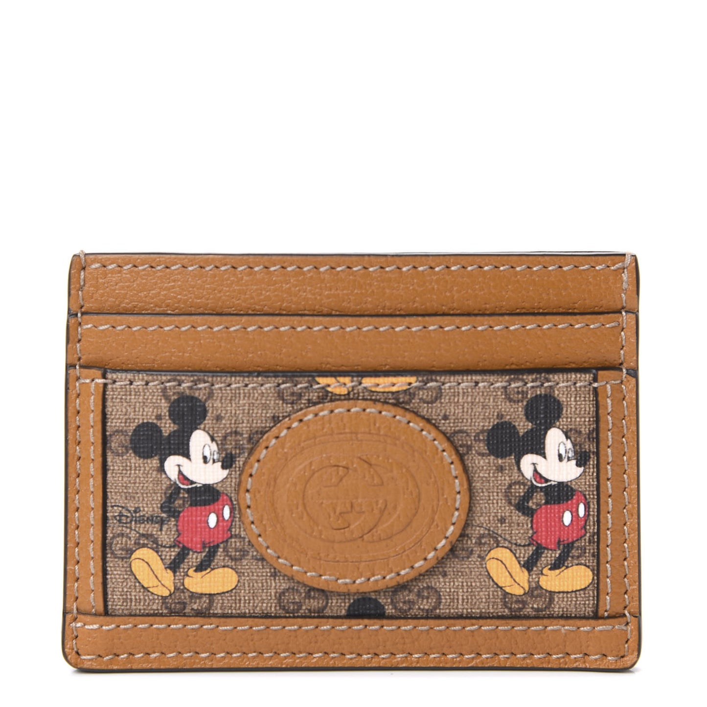 X DISNEY Mini Vintage GG Supreme Monogram Mickey Mouse Card Holder Beige Vintage Sun Oil