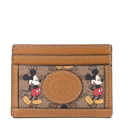 Gucci X DISNEY Mini Vintage GG Supreme Monogram Mickey Mouse Card Holder Beige Vintage Sun Oil 1 of 6