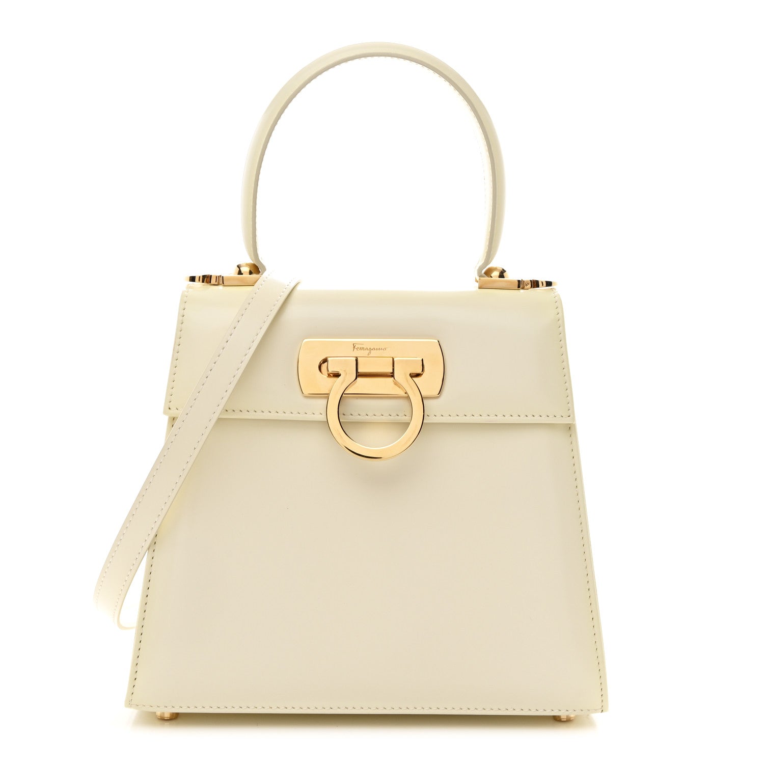 Salvatore Ferragamo Brushed Off Calfskin Small Iconic Top Handle Bag Magnolia 1 of 13