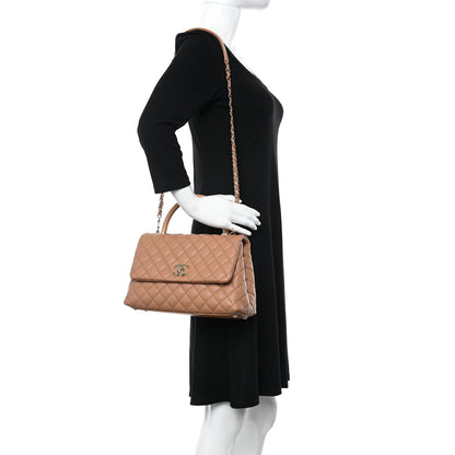 Chanel Caviar Quilted Lizard Embossed Small Coco Handle Flap Brown 2 of 10