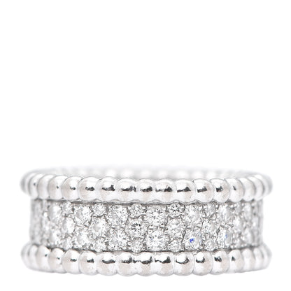 Van Cleef & Arpels 18K White Gold Diamond Perlee 3-Row Ring 50 5.25 1 of 5