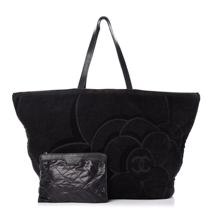 Chanel Terry Cotton CC Beach Tote Towel Set Black 1 of 27