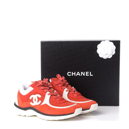 Chanel Tweed Suede Felt CC Sneakers 39 Red 11 of 11