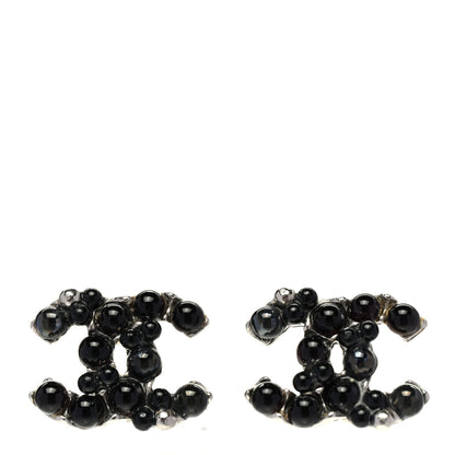 Chanel Ruthenium Studded Pearl CC Earrings Black 1 of 4