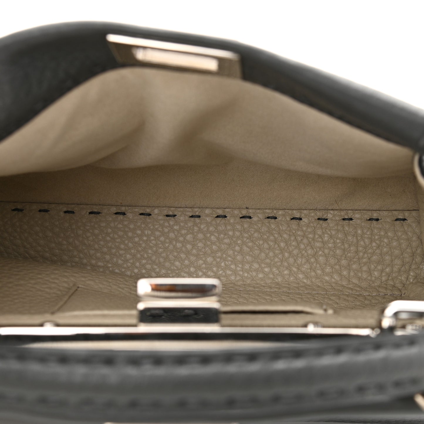 Cuoio Romano Selleria Bi-Color Mini Peekaboo Iconic Satchel Asfalto Latte