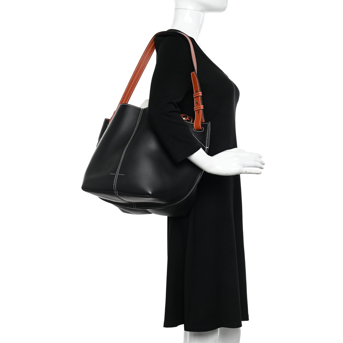 Calfskin Medium Bucket Bag Black Brown
