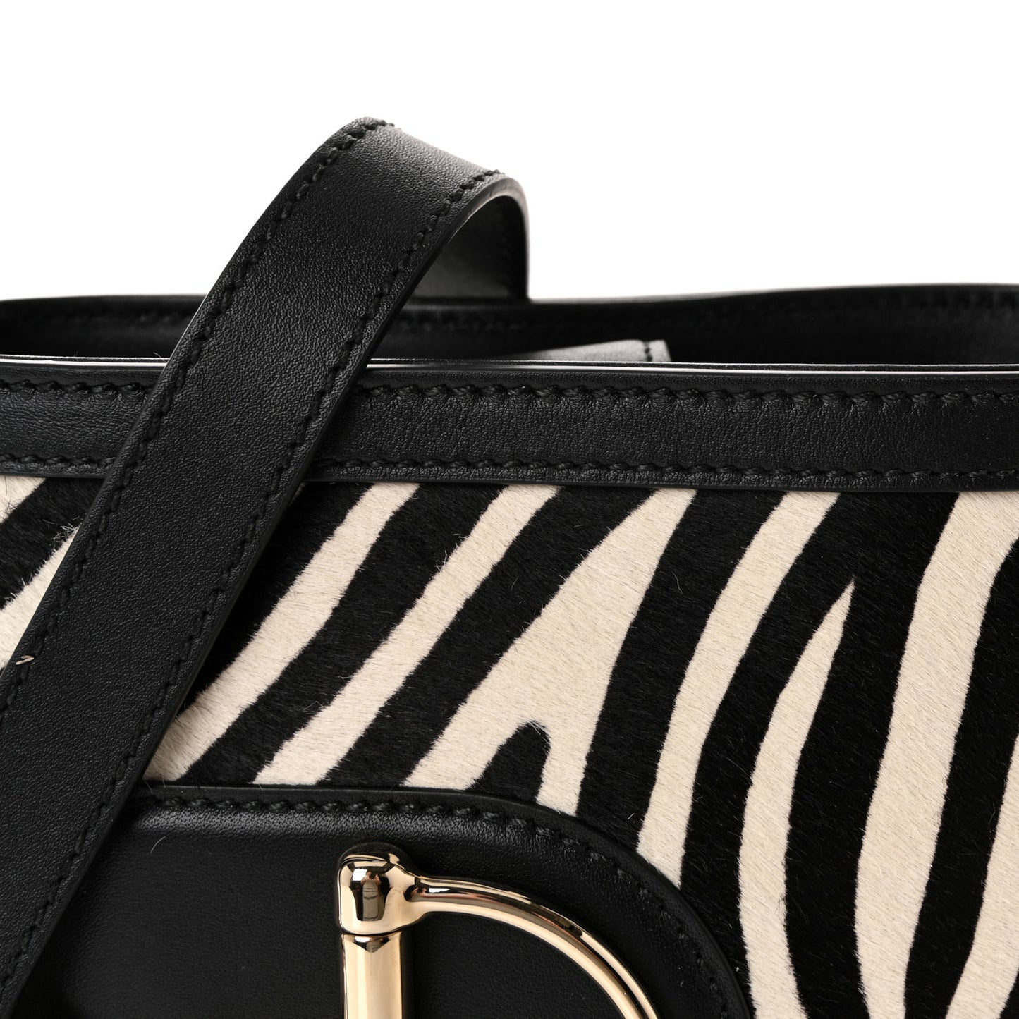 Calf Hair Calfskin Zebra Print Gucci 73 Mini Bucket Bag Black White