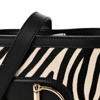 Gucci Calf Hair Calfskin Zebra Print Gucci 73 Mini Bucket Bag Black White 7 of 9