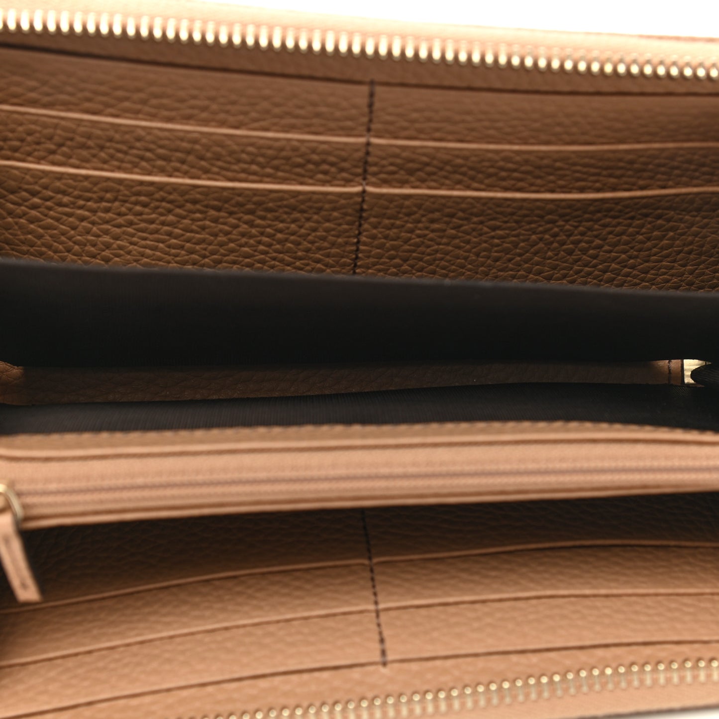 Pebbled Calfskin Soho Zip Around Wallet Camelia