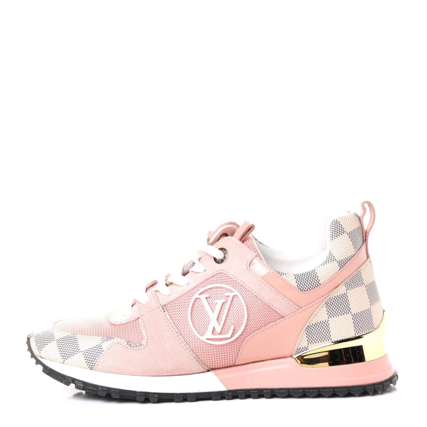 Louis Vuitton Suede Damier Azur Run Away Sneakers 37.5 Pink 2 of 8