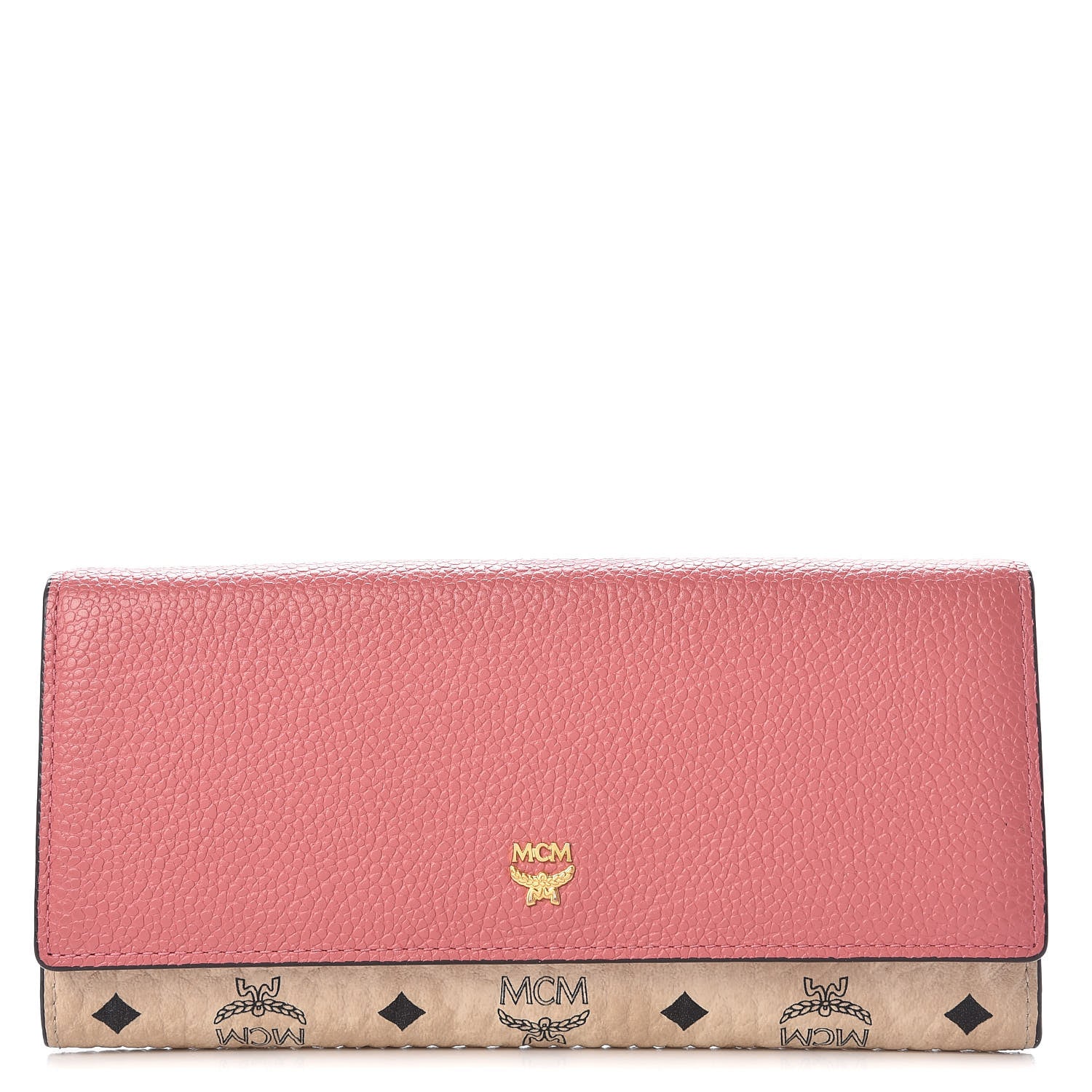 MCM Visetos Grained Calfskin Corina Two Fold Wallet Pink 1 of 9