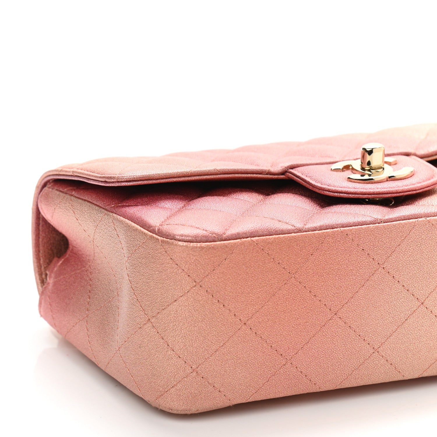 Chanel Metallic Lambskin Quilted Ombre Mini Rectangular Flap Pink 9 of 11