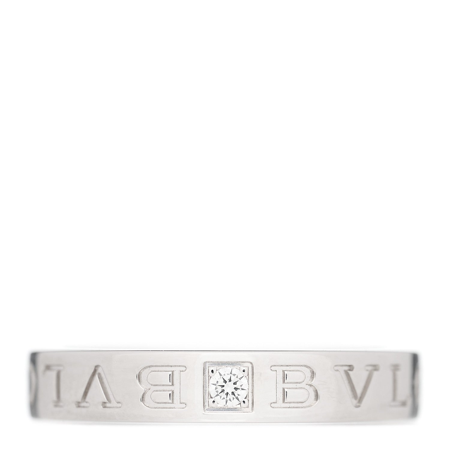Bulgari 18K White Gold Diamond B.Zero1 Essential Band Ring 58 8.25 1 of 4