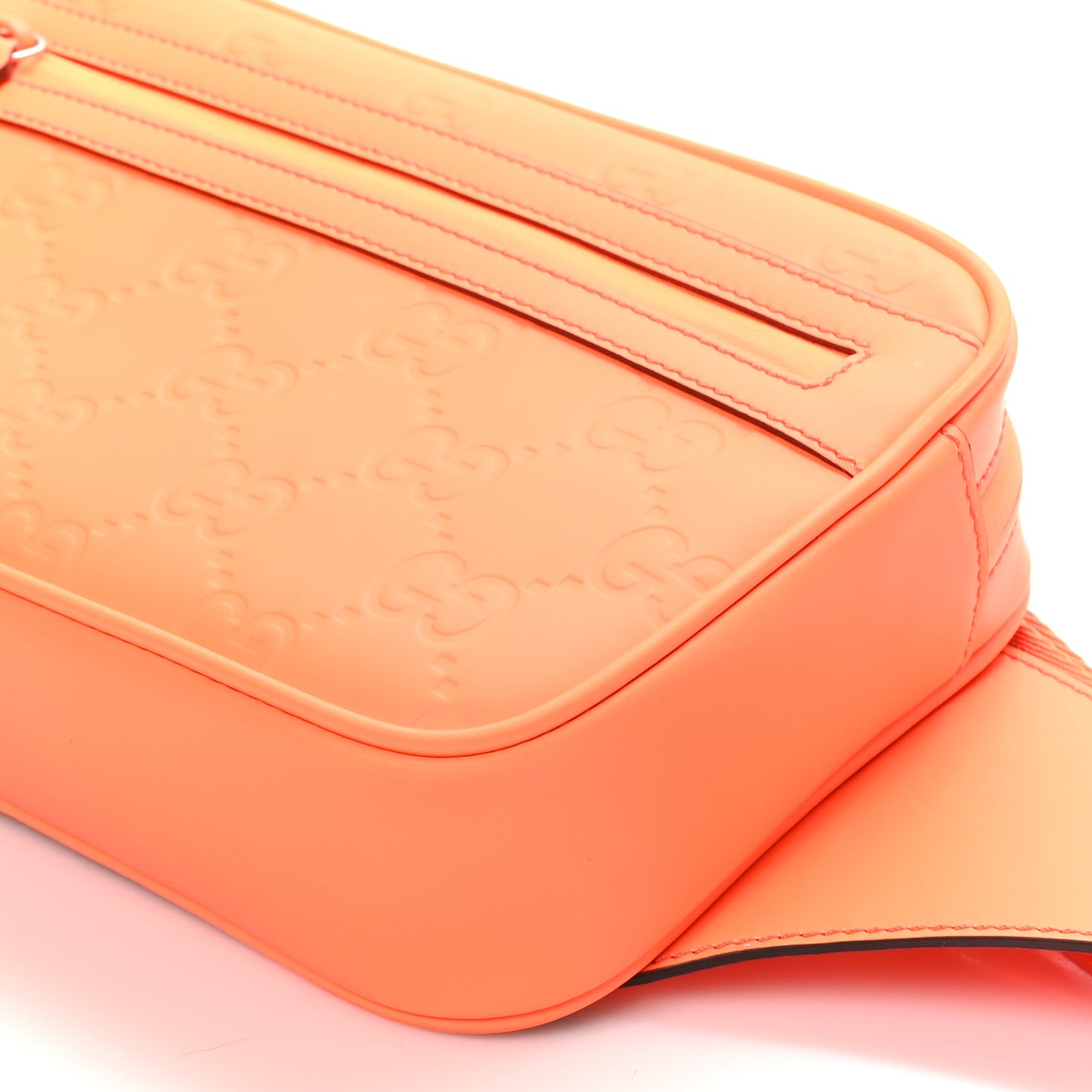 Rubber Effect Monogram GG Belt Bag New Orange Fluo