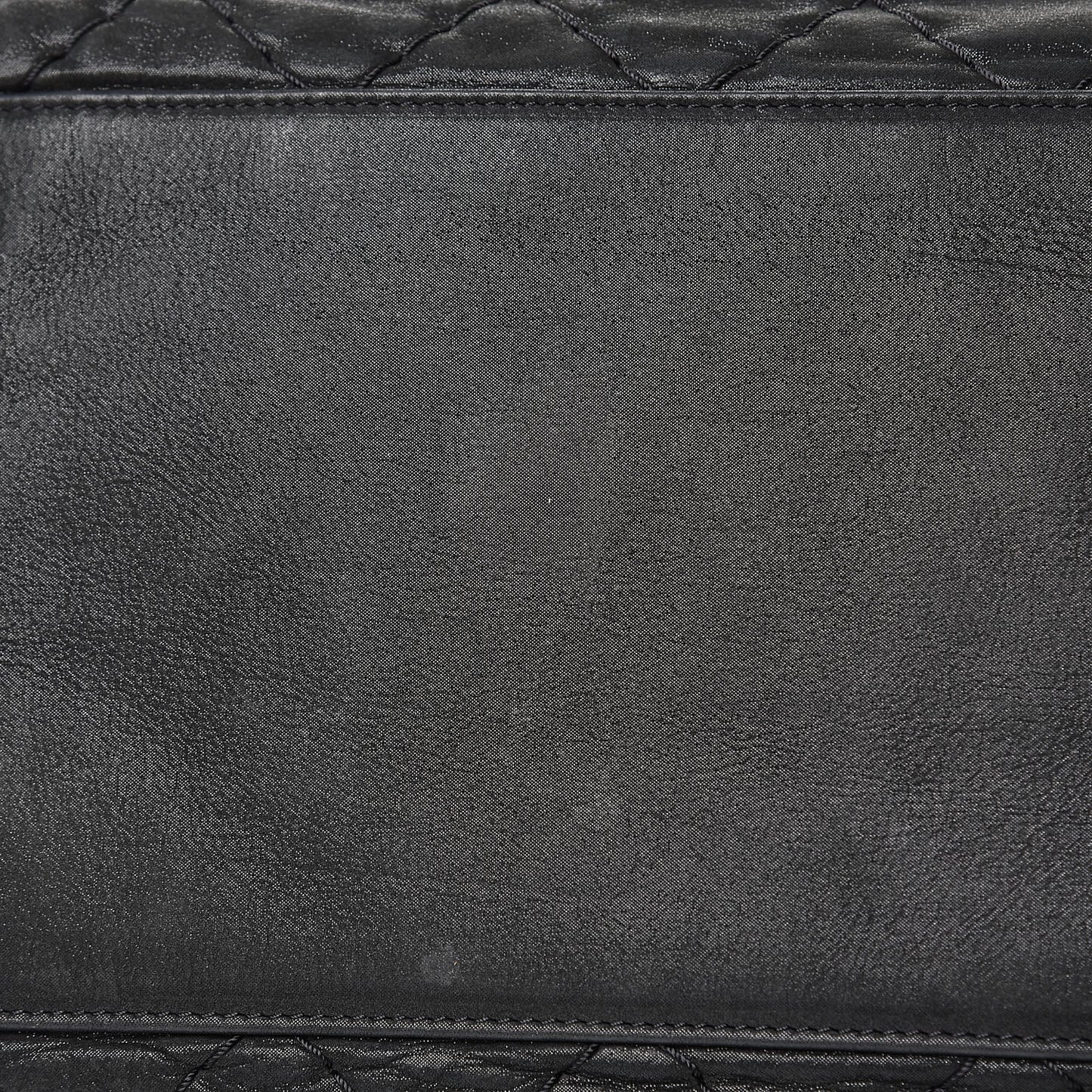 Iridescent Calfskin Stitched Extra Large Just Mademoiselle Bowling Bag Black